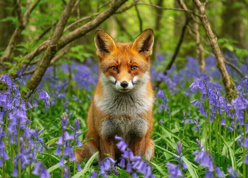 Fox among Bluebells