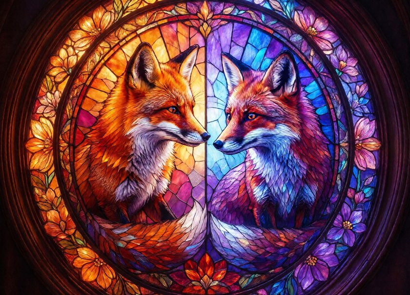 Stained Glass Foxes