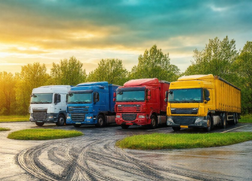 Colorful Highway Trucks