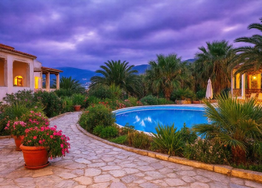 Greek Hotel Evening