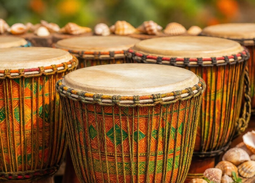 Painted African Drums
