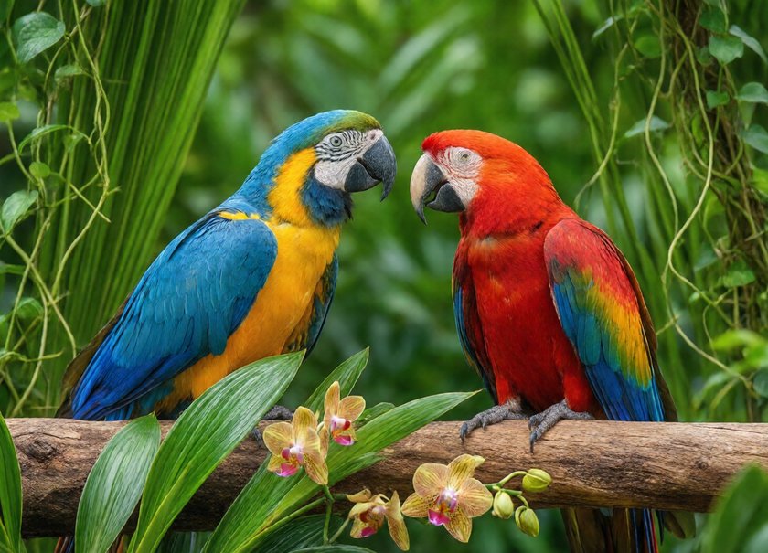 Two Bright Macaws